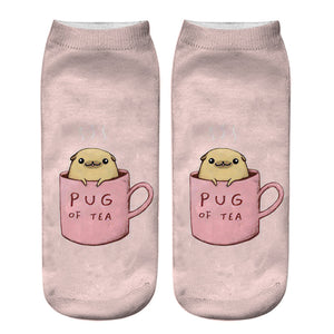 Chaussettes courtes diverses a l'effigies de Pug