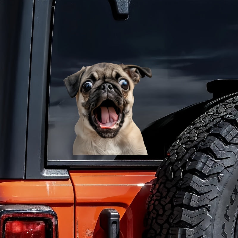 3D Pug Chien autocollant- Durable et facile à appliquer pour les voitures, les camions, les ordinateurs portables | Parfait pour les fenêtres, les pare-chocs, les murs