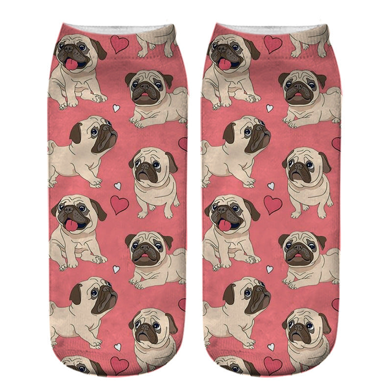 Chaussettes courtes diverses a l'effigies de Pug