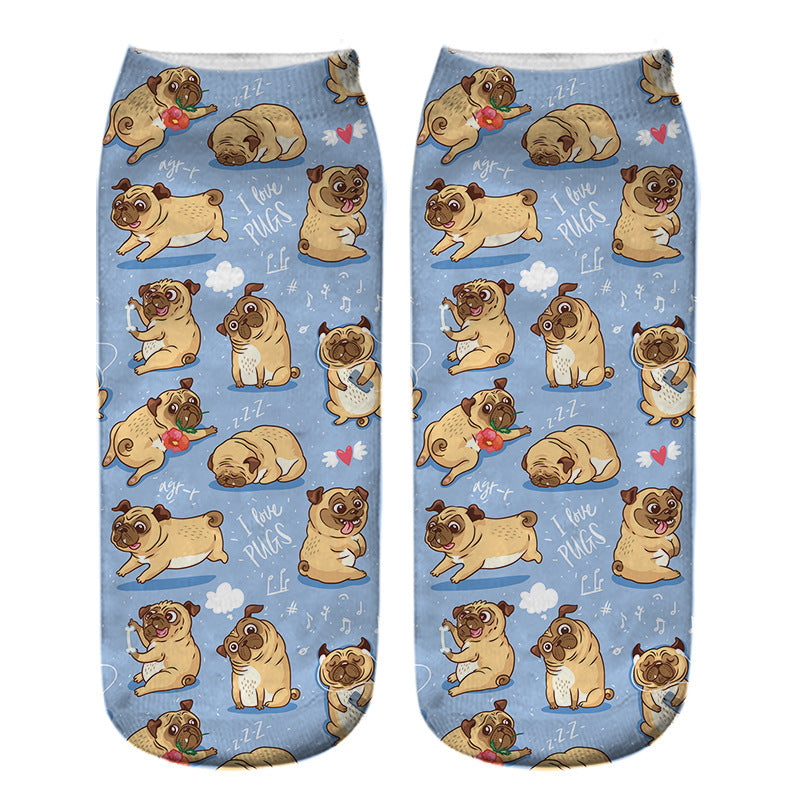 Chaussettes courtes diverses a l'effigies de Pug