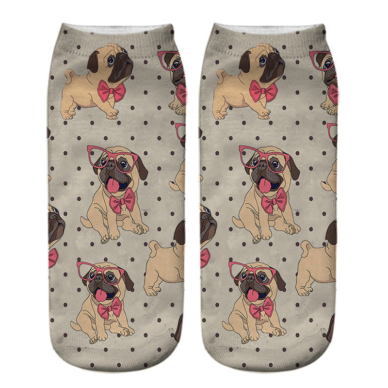 Chaussettes courtes diverses a l'effigies de Pug