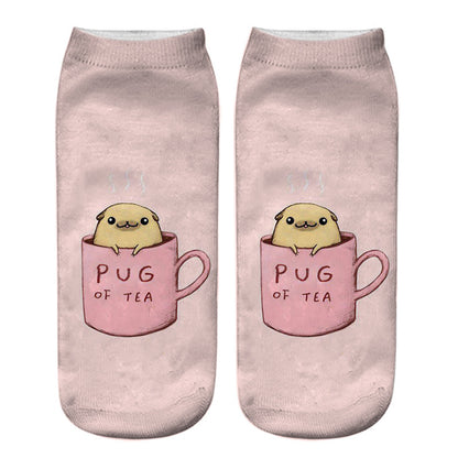 Chaussettes courtes diverses a l'effigies de Pug